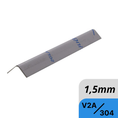 Stainless steel angle from 1.5mm V2A-Blech edged and with visible side outside
