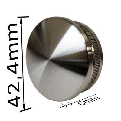 End Cap hollow 42,4 x 2,0 V2A AISI 304 polished stainless steel satin finish