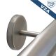 Stainless steel balustrade handrail V2A grain 240 ground 70 cm (700mm) round end cap - 2 brackets undivided