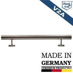 Stainless steel balustrade handrail V2A grain 240 ground 110 cm (1100mm) curved end cap - 2 brackets undivided