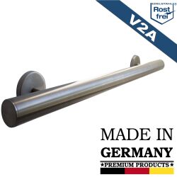 Stainless steel balustrade handrail V2A grain 240 ground 330 cm (3300mm) round end cap - 3 holders divided