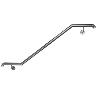 Stainless steel handrail, angled V2A Staircase handrail, polished  linke Wand 42,4 oben und unten 90° gebogen 500-1000