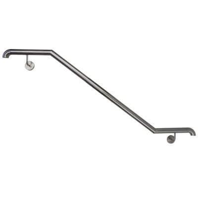 Stainless steel handrail, angled V2A Staircase handrail, polished  rechte Wand 42,4 oben und unten 90° gebogen 1001-1500