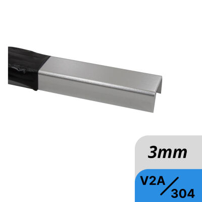 Acero inoxidable U-profile de 3mm de acero inoxidable doblado en el tamaño deseado y con lado visible fuera