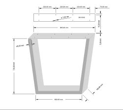Tischgestell schwarz Rohstahl 600 x 720 Auflage 800 Platte im Paar / 2 Stück