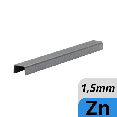 Galvanized U-profile made of 1.5mm galvanized steel sheet edged to customer size