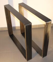 Table frame in industrial design black crude steel 100x73