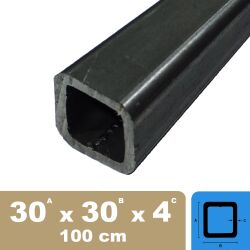 30 x 30 x 4 Tubo cuadrado de acero en longitud 1000 mm