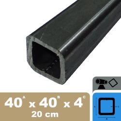 40 x 40 x 4 Steel square tube in length 200 mm deburred