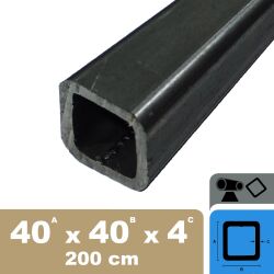 40 x 40 x 4 Steel square tube in length 2000 mm deburred