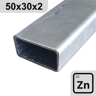 50x30x2 mm tubo rectangular de acero galvanizado hasta 6000 mm