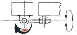 Regulating hinge for opening180° 16 mm