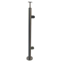 Stainless steel railing posts for glass infill Floor mounting End post left 900mm 8mm