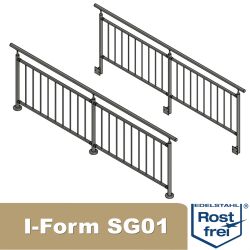 I-vorm Roestvrij staal Bar Railing reeks Premium Type SG01I