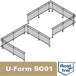 U-vorm roestvrij staal bar leuningen reeks Premium Type SG01