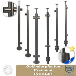 Stainless steel railing posts for bar railing type SG01