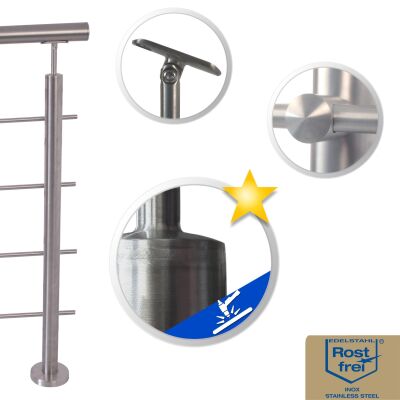 Stainless steel railing posts with cross bar holder