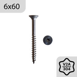 6x60/36 Senkkopf- Wooden Construction Screw TX25 avec tête renforcée et arbre en acier inoxydable | 1 pièce