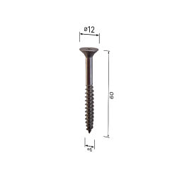 A2 6,0X60/36 TX25 Double countersunk head timber screws partial thread 100 pcs
