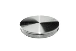 Tappo terminale piatto con ruota in acciaio inox V2A rettificato materiale pieno per tubo tondo Ø42,4 mm