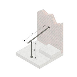 Free-standing stainless steel handrail set - movable type FH01 Ja Post and 1 x wall mounting Flat end cap