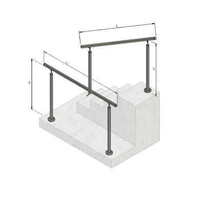 Free-standing stainless steel handrail set - movable type FH01 Ja Floor mounting/surface mounting Arched enp cap