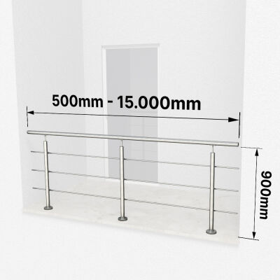 RG01 - Stainless steel railing with 3 filling bars