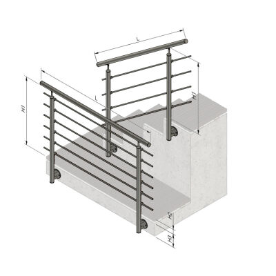 Stainless steel railing railing - set type RG01 wall mounting 3 pieces