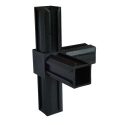 Connector for 30x30mm square tubes T-piece with 1 holder