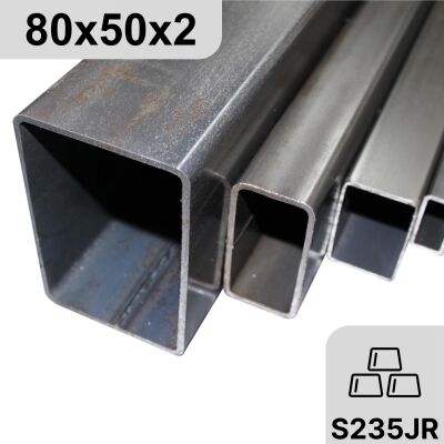 80x50x2 mm Rechteckrohr Vierkantrohr Stahl Profilrohr Stahlrohr bis 6000 mm