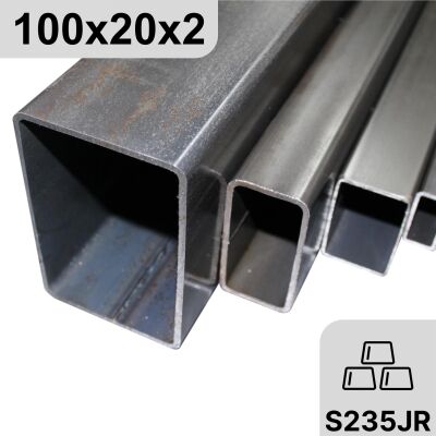 100x20x2 mm Rechteckrohr Vierkantrohr Stahl Profilrohr Stahlrohr bis 6000 mm