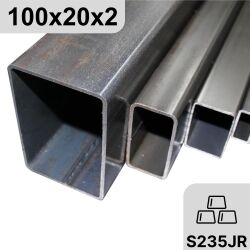 100x20x2 mm Rechteckrohr Vierkantrohr Stahl Profilrohr...