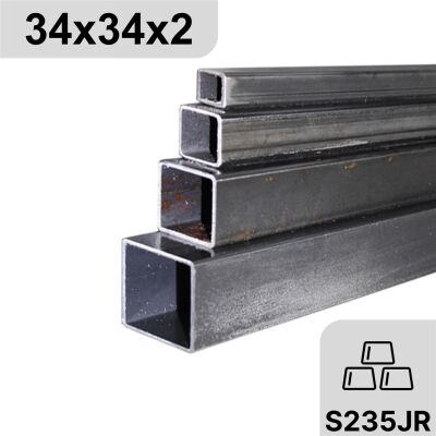 34x34x2 mm Vierkantrohr Rechteckrohr Stahl Profilrohr Stahlrohr bis 6000 mm