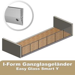 Volledig glazen reling Easy Glass Smart van Q-railing Zijmontage Smart Y