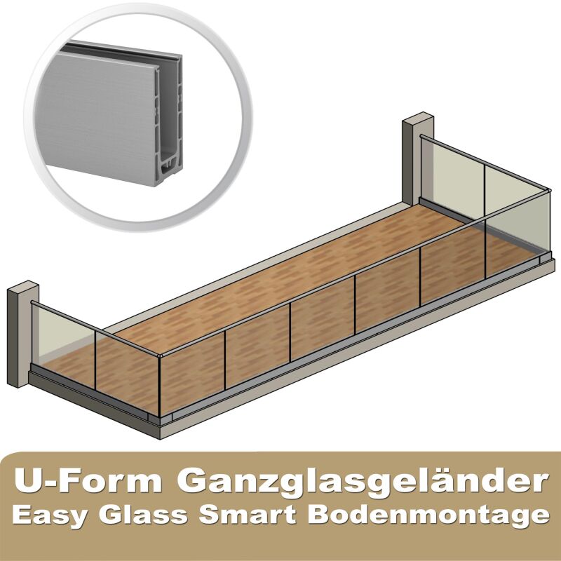 Easy Glass Smart System Q-railing U-Form Glasgeländer - schmiedekult,  914,09 €