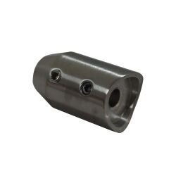 Portabarras de llenado axial de acero inoxidable V2A rectificado para acero redondo de 12mm y tubo redondo de Ø42,4mm