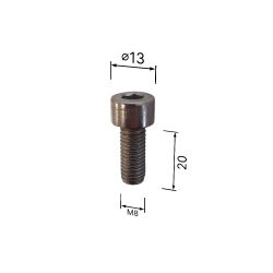 M8x20 cylinder screw with hexagon socket and full thread made of stainless steel