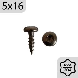 5x16 Stainless steel lens head screw | 5 pieces