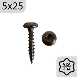 5x25 stainless steel pan head wood screw - 50 pieces