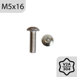 M5x16 Vis à tête bombée en acier inoxydable à six pans creux - 10 pièces