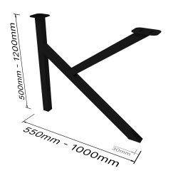 Tischkufe Konrad - K50 aus pulverbeschichtetem Stahl in Schwarz (RAL 9005) | 1 Stück