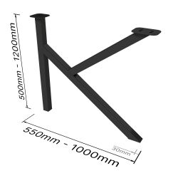 Tischkufe Konrad - K50 aus pulverbeschichtetem Stahl mit verputzten Schweißnähten in Anthrazit (RAL 7016) | 1 Stück
