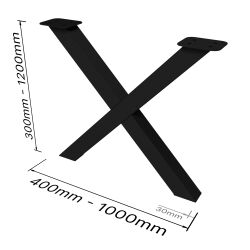 Tischkufe Xavier - X80 aus pulverbeschichtetem Stahl mit verputzten Schweißnähten in Schwarz (RAL 9005) | 1 Stück