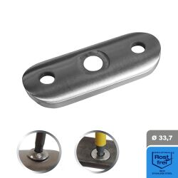 Screw-on plate for handrail bracket AISI 304 ground for...