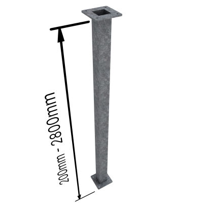 Galvanized support with open end plates