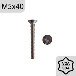 M5x40 countersunk head screw with stainless steel hexagon socket