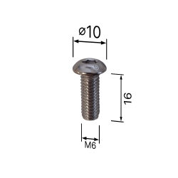 M6x16/16 Flat round head screw hexagon socket with full thread in stainless steel