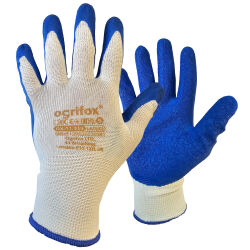 Work gloves with latex coated in white/blue in size S-XL...