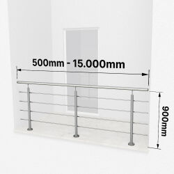 RG01 - Stainless steel railing with 4 filling rods and...