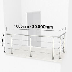 RG01 - Stainless steel railings over corner with 3...